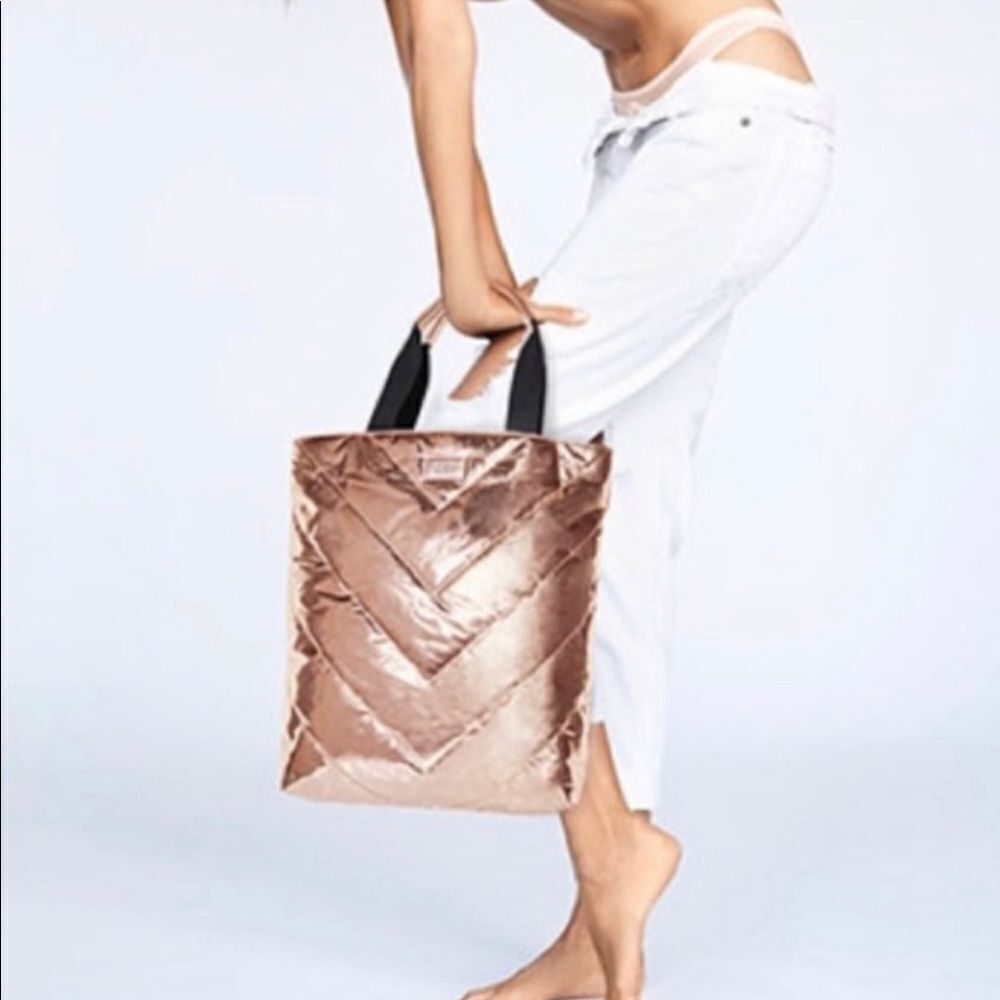 Victoria’s Secret Rose Gold Metallic Tote Bag